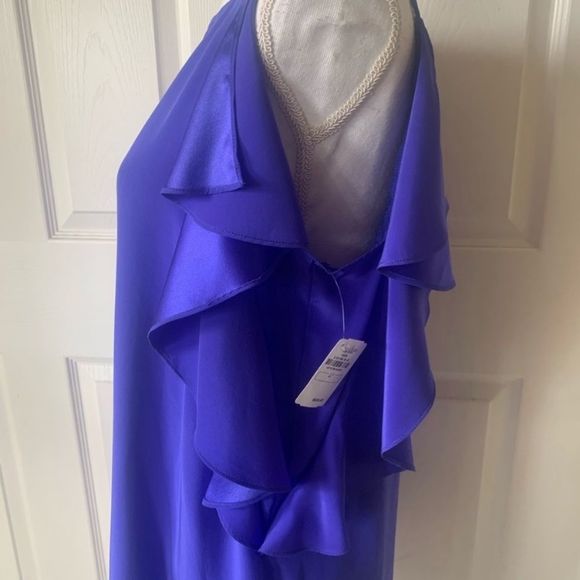 Amanda Uprichard Silk Cold Shoulder  Ruffle Dress - Picture 3 of 7